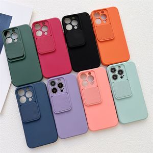 Silicone Fashion Slide Camera Window Soft Anti-Drop Phone case for iPhone 15 Plus Pro Max