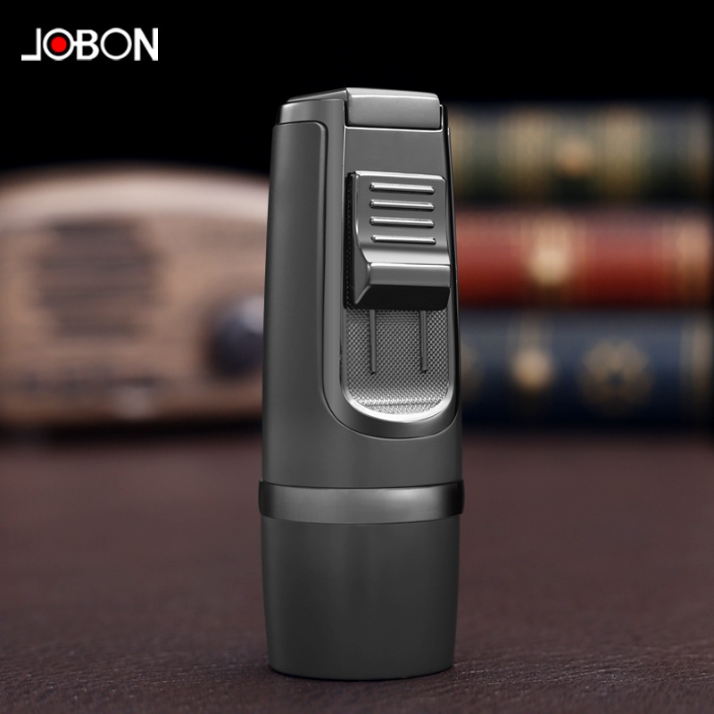 Wenzhou Zuohu Cigarette Set Co., Ltd. Creative Metal three-fire jet flame lighter creative windproof drill cigarette lighter gift box wholesale