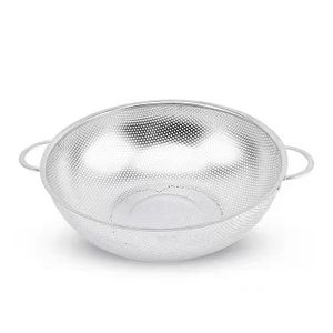 12 inch Stainless Steel Mini Punching Colander Household Kitchen Food Strainers Fruit Vegetable Washing Basket Drainer