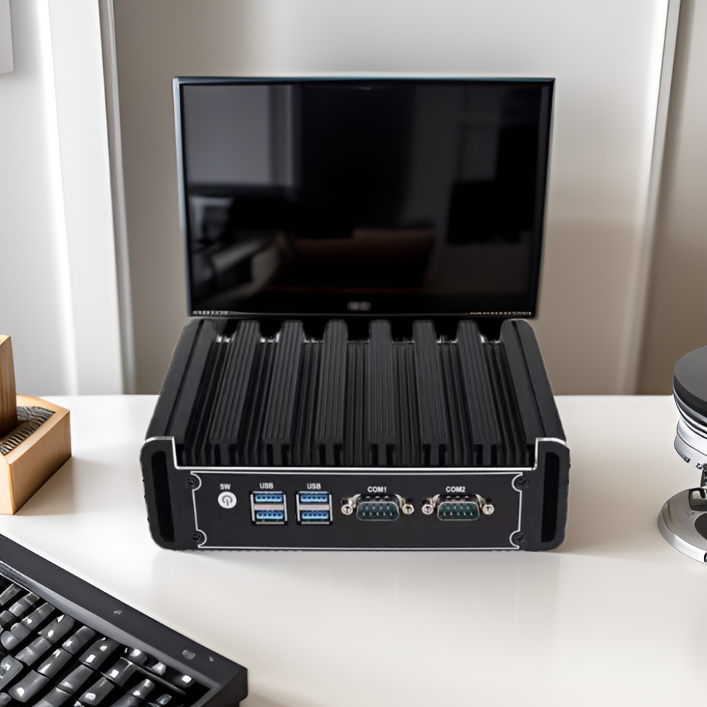 Industrial Use Micro Tiny Single Board Desktop Computer Barebone Fanless Mini PC Dual Ethernet Intel Core i3-4005U Supports