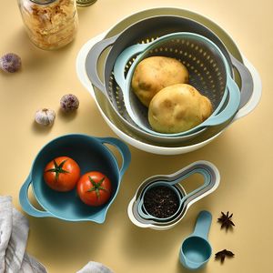 Measuring spoon set plastic measuring cup 8pcs set of multi-functional washing basket drain basket for baking and kitchen use