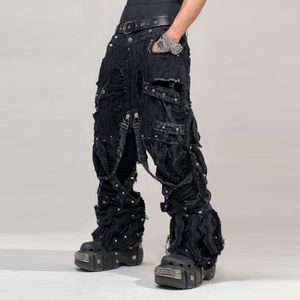 DiZNEW Jeans manufacturer Small new ripped straight pants High quality cotton pants destructive wash patch style men's jeans