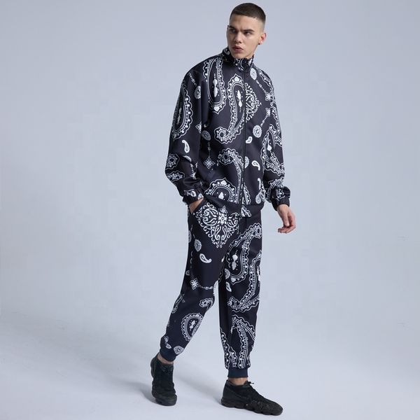 Mens Sweatsuit Set Tracksuit Paisley Bandana Printing Tracksuits