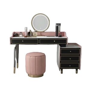 modern nordic light luxury style wooden makeup dressers table with glass mirror storage drawer for bedroom furniture