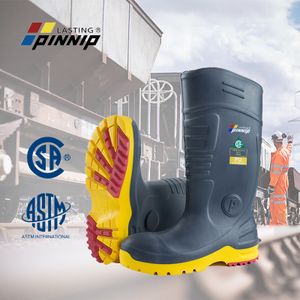 PINNIP Own Brand Train Railway Work Boots Pu Light Weight Work Shoes Black Safety Boots