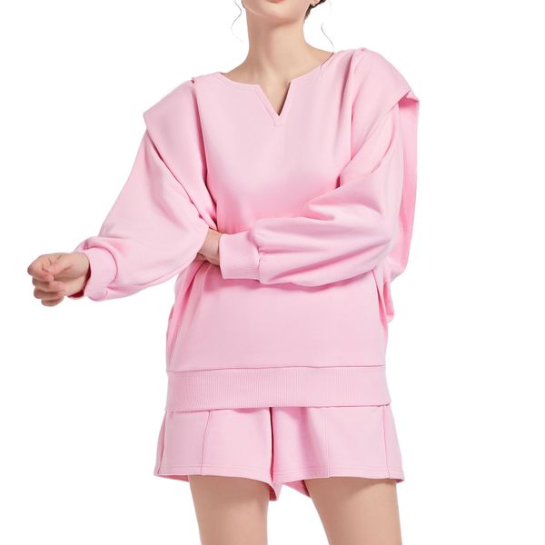 Original Garment Whole Custom Clothing Manufacture  Apparel Supplier Luxury Women Sweater Sets Pink Hoddie Cotton Tracksuit