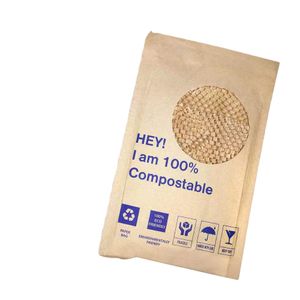 100% Biodegradable Honeycomb Kraft Paper  Mailer Double Layer Custom Cushion Paper Padded Envelope Bag