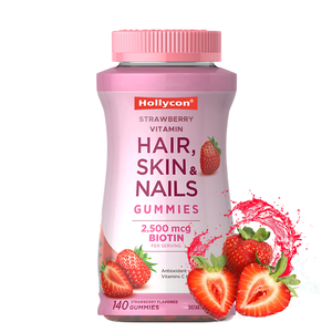 OEM Hot Selling Support Beautiful Hair Glowing Skin Healthy Nails Help Immune Health Antioxidant Strawberry Vitamin Gummies