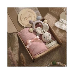 Newborn Shower Gift Box Souvenir Milestone Set Organic Bamboo Cotton Baby Muslin Swaddle Blanket crochet 0-3 month romper cloth