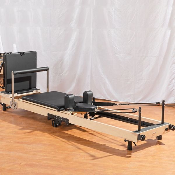 Home Commercial Portable Foldable Yoga Studio Training Fitness Equipment White Oak Maple Wood Folding  Pilates Reformer Machine
