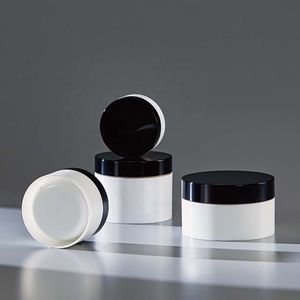 Ready Stock 50ml Double Wall Cream Jar Glossy Opaque White PP Free Giveaway for Cosmetic Use (PB50)