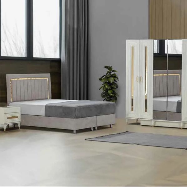 Eylul high quality white queen full soft fabric upholstered bed bedroom furniture Turkish luxury modern king size bedroom sets
