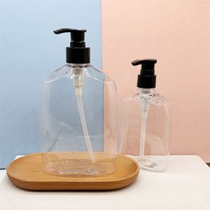 250ml Flat shaped clear plastic shampoo soap liquid hand wash bottles