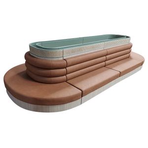 High quality sponge restaurant Booth Seating French brown leather restaurant furniture sofa set