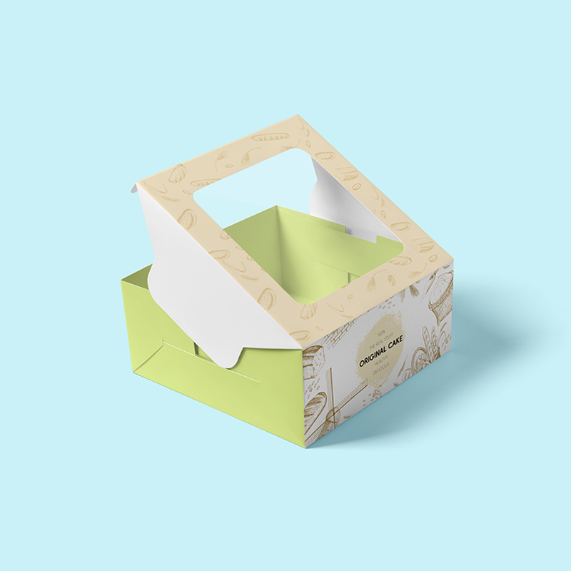 White Paper Bakery Box Square Cardboard Disposable Packaging Cake Box With Window