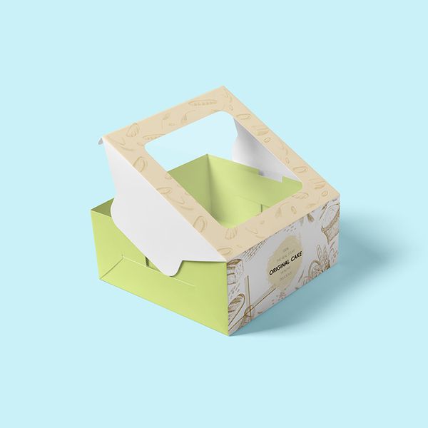 White Paper Bakery Box Square Cardboard Disposable Packaging Cake Box With Window