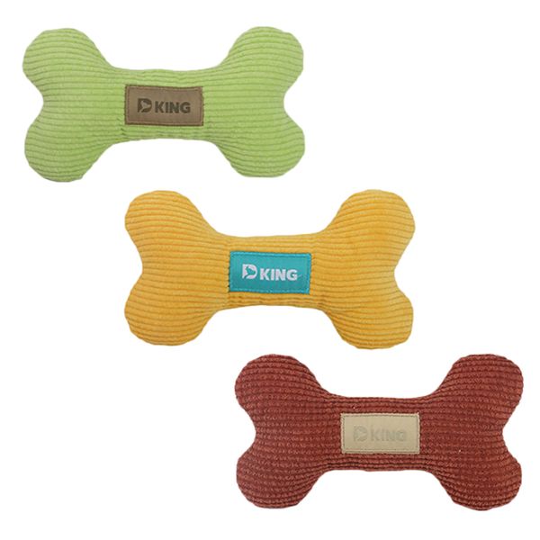Custom Logo Plush Soft Pet Chew Toys Interactive Hide Bone Shape Squeaky Toys for Small Dogs