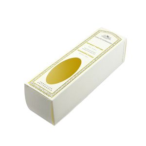 Luxury white cardboard paper oil cosmetic perfume packaging box with gold foil