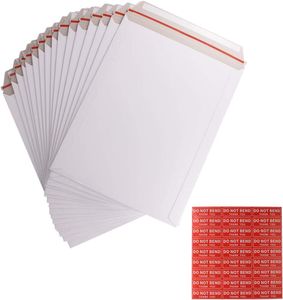 50 Pack 9X12 Inch Self-Seal CD Photo Document Mailers Stay Flat White Cardboard Envelopes with Do Not Bend Sticker Mailing  Bags