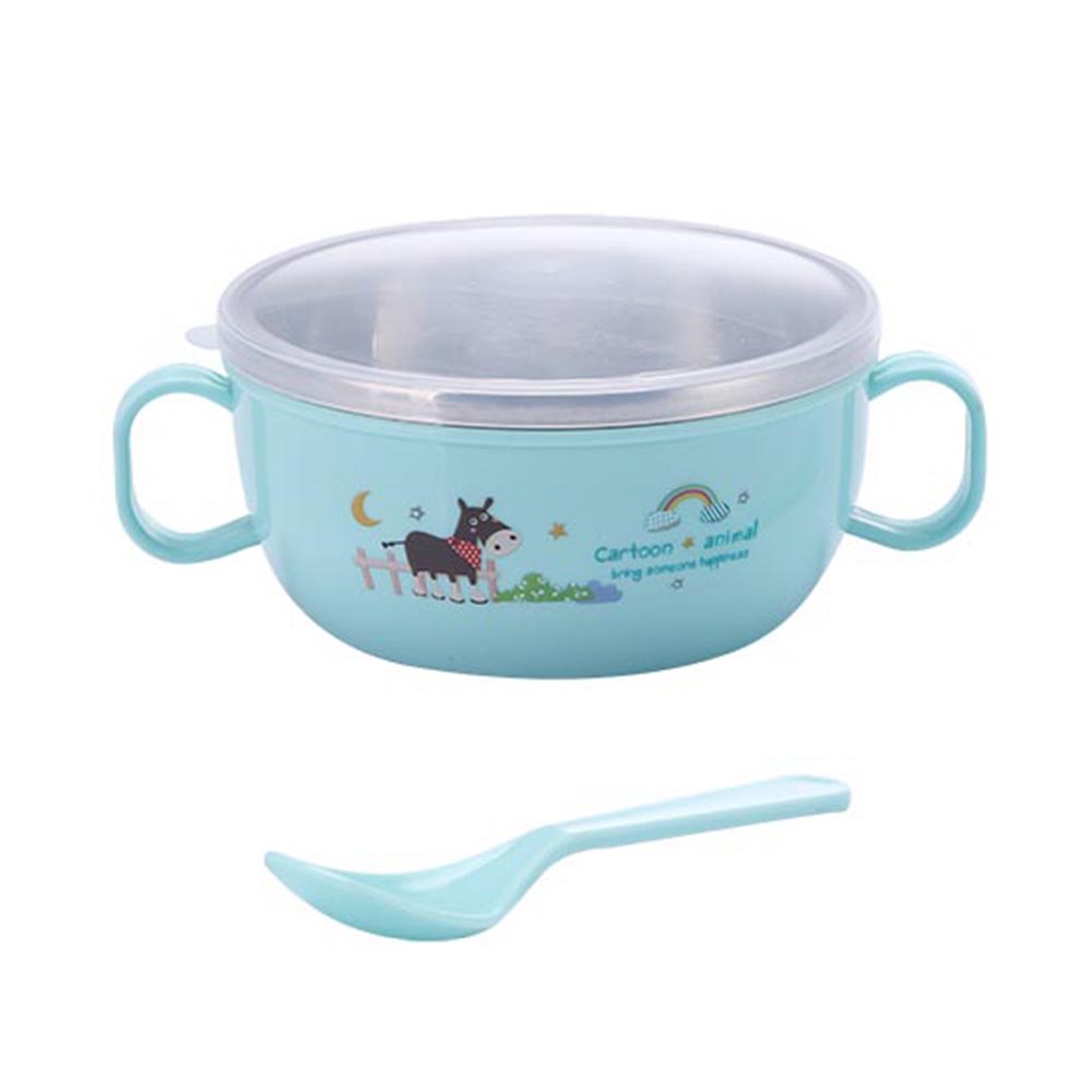 Taizhou Shine Home Products Co., Ltd. Hot selling double layers stainless steel baby feeding tableware bowl set silicone tableware for babies