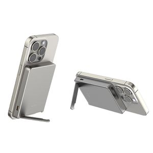 Wholesale Custom Design Aluminum Metal Magnetic Wireless Portable Power Bank With Stand