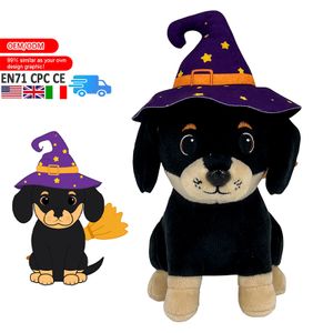 EN71 Halloween Puppy Plush Animal Stuffed Toy Custom Logo All Saints' Day Decorate Black And Tan Coonhound Plushie Festival Gift