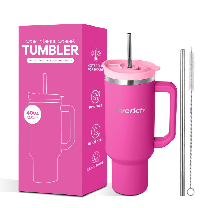 Everich And Tomic Housewares Co., Ltd. Top Selling 40oz Double Wall Stainless Steel Insulated Beer Tumbler New Lid Straw Camping Travel Coffee Water Tea Gift Hot