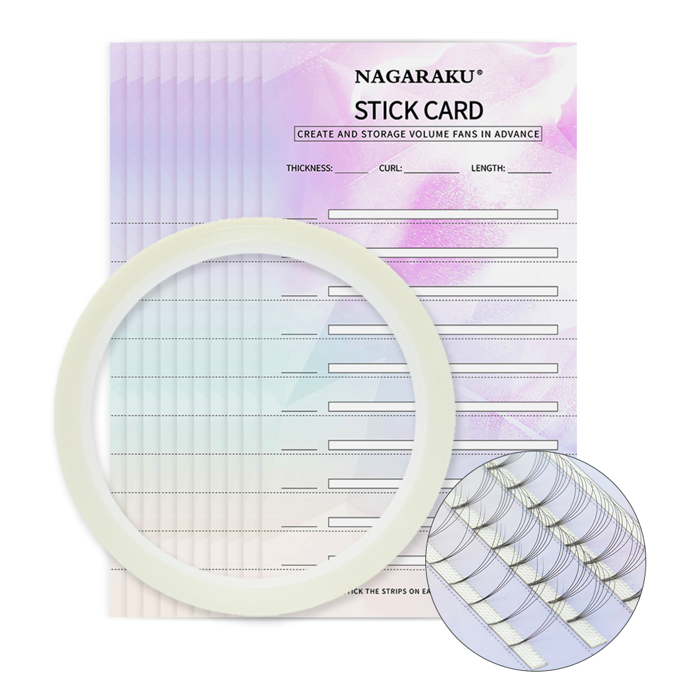 Qingdao Nageer False Eyelash Co., Ltd. NAGARAKU Eyelash Extension Storage Card Makeup Premade Fans Volume Lash Storage 2mm Sticky Strip False Eyelashes Paper Card