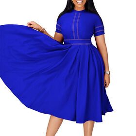 Africa Plus-size Women's Clothing 2023 Summer New Style Office Lady Formal Elegant Big Skirt Women Short Sleeve Casual Dress