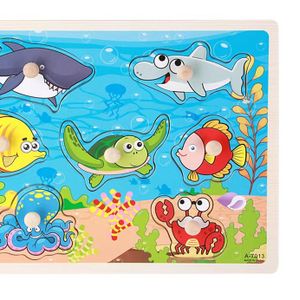 Baby Toys Montessori Wooden Puzzle Hand Grab Board Educational Wood Puzzles For Kids Cartoon Animal Child Gift