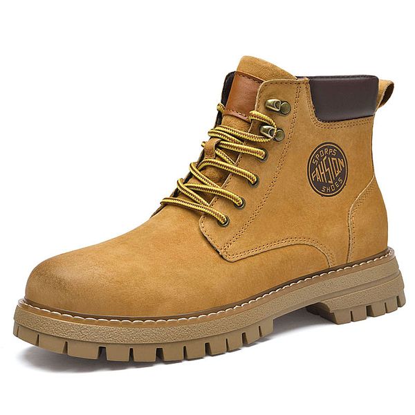 Men's Martin Boots Tooling Boots Ankle Short Work & Safety Boot Outdoor Leather High-top Lace Up Casual Winter Cotton Warm Male