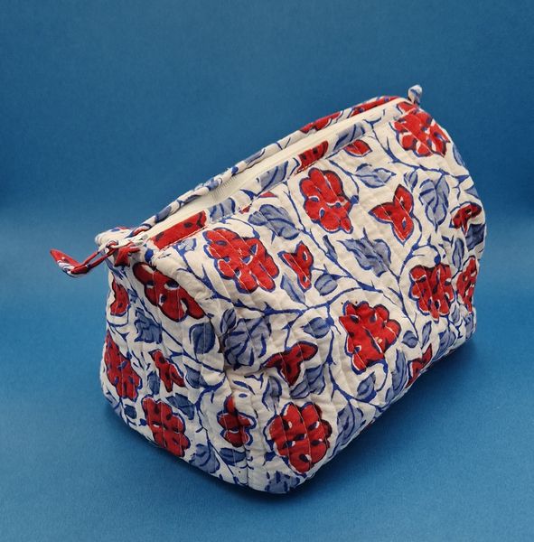 Custom Quilted Cotton Cosmetic bag Floral Printing pattern Cosmetic bags Travel Storage Portable Beauty Makeup bags