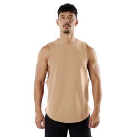 High Street Solid Color Splicing Mens Vest Fashion Plain Cotton Loose Sleeveless Men's T-Shirt Tank Top
