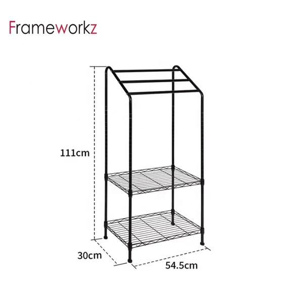 2 Tiers Bathroom Towel Holder Towel Rack Black Bar Metal Bathroom Shelf Organizer