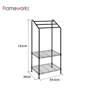 2 Tiers Bathroom Towel Holder Towel Rack Black Bar Metal Bathroom Shelf Organizer
