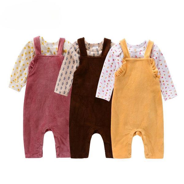 2024 Spring New Baby Bib Pants Set 0-2T Lace Casual Two Piece Set Cross Border Wholesale