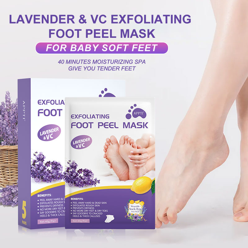 LYW GROUP LIMITED Wholesale OEM APPTI Lavender Exfoliating Foot Peel Mask Removal Calluses Crack Heel Sock For Pedicure Feet Spa