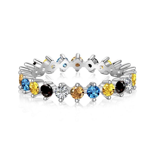 Fashion Jewelry 925 Silver Stackable Hypoallergenic Zirconia Women's Eternity Ring
