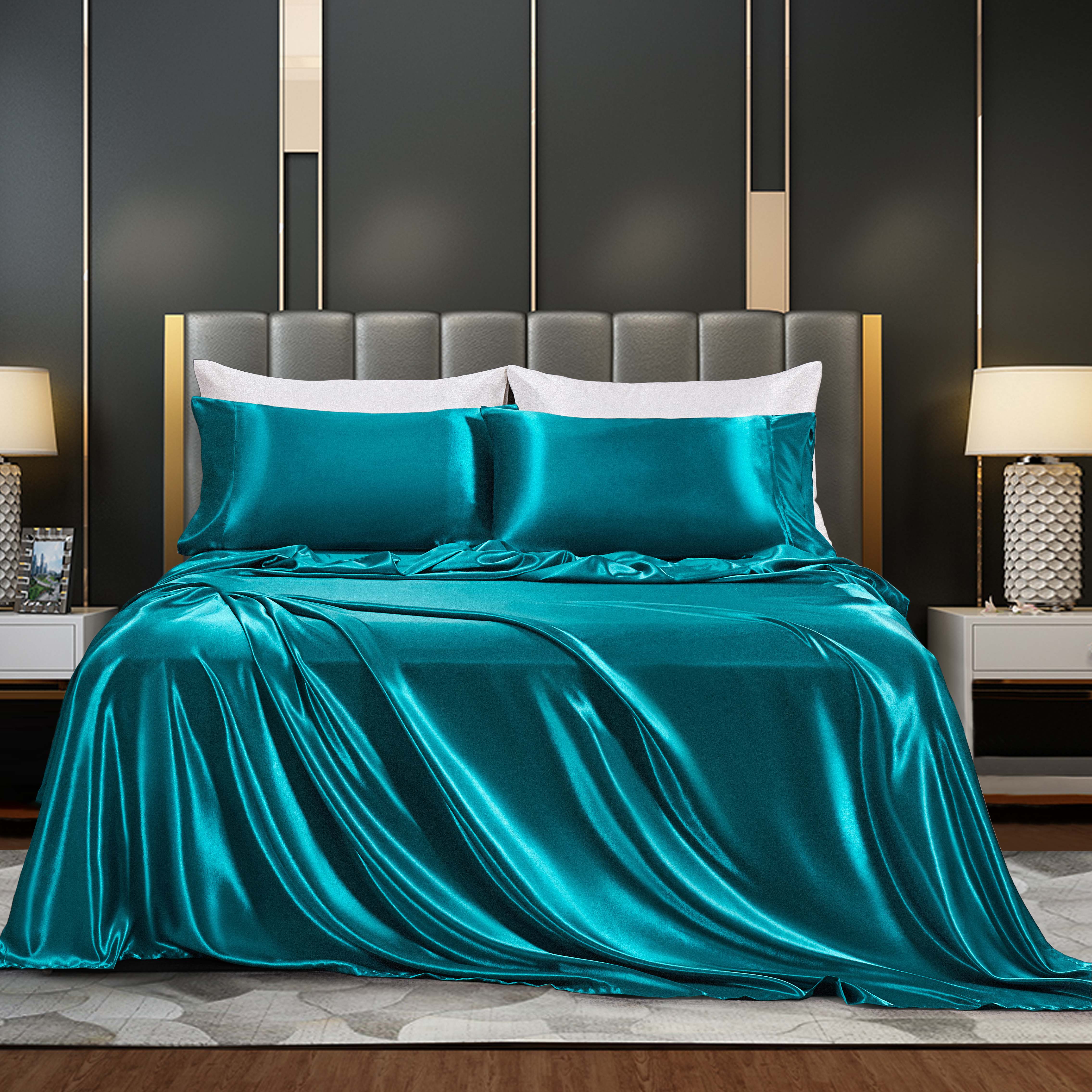 Factory Wholesale 80g Microfiber Polyester Flat Sheet Customized with Satin Belt Pillowcase
