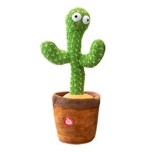 Wholesale Christmas Gift Stuffed Flowerpot Soft Cactus Toy Children's Education Speaking Electric Cactus Dance Toys with Light
