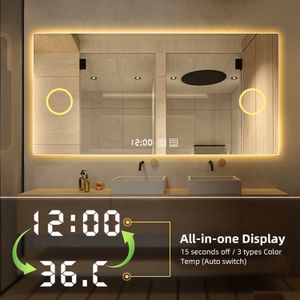 ETL Bathroom Smart Mirror Custom Hotel Bathroom Wall Mounted LED Makeup Mirror