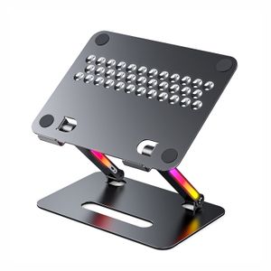 RGB Ergonomic Flexible Folding Height Adjustable Aluminum Foldable Adjustment Desktop Laptop Notebook Holder Riser Stand