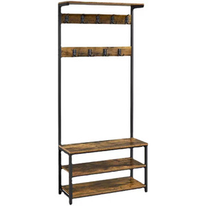 New arrival entry coat rack with bench stand wooden coat rack