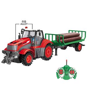 Remote Control Farm Truck RC TractorToys with Lights and Sound Wood Loader Truck 1/24 Scale Alloy  vehicle tractor toys cars