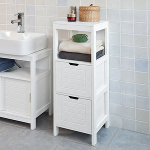 European Toilet Wooden Storage Rack Vanity Organizer with Shelves 2 Drawers Organizer Bedroom Corner Floor Bathroom Cabinet