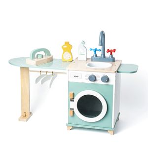 Wooden children's simulation washing machine toy kitchen play house toy set wooden parent-child interactive toys