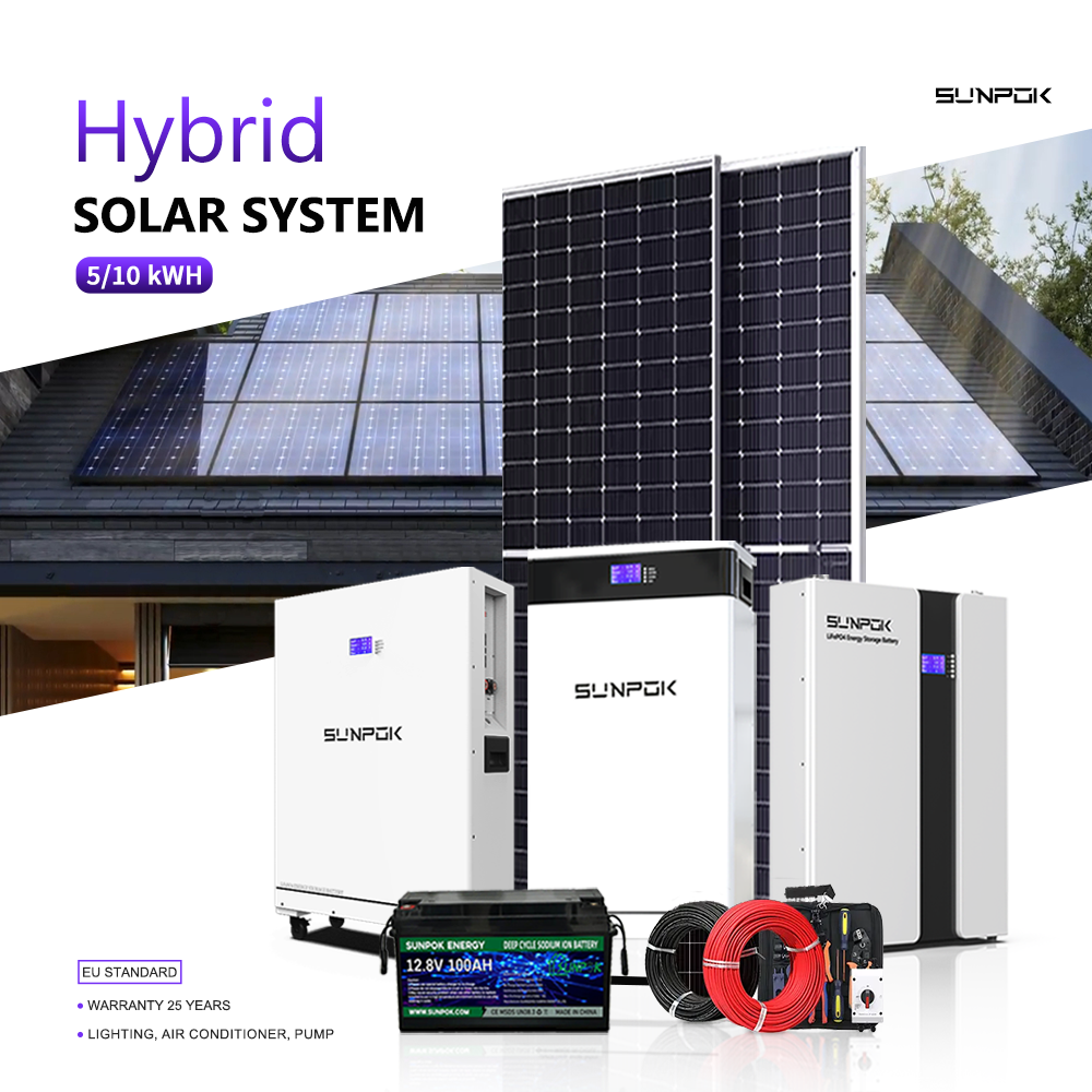 All-in-One 10KW 15KWH Hybrid Solar Energy System with Lithium Battery Monocrystalline Silicon Solar Panel Inverter Roof Mounting