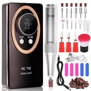 Electric Nail File for Acrylic Nail Kit, 45000RPM Nail Drill Professional Manicure Pedicure Set with Drill Bits Rechargeable