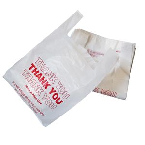 Thank You Bag Supermarket Grocery Shopping Vest Handle T-shirt Plastic Bag Customized
