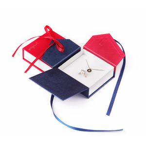Classic Design Flip Strap Bow-tie  Customized Necklace Box Ring Boxes Paper Cardbrod Jewelry Gift Box